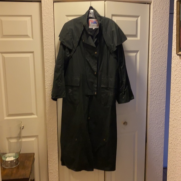 KOOLAH BLACK OILSKIN DUSTER men’s sz. L - Picture 2 of 11